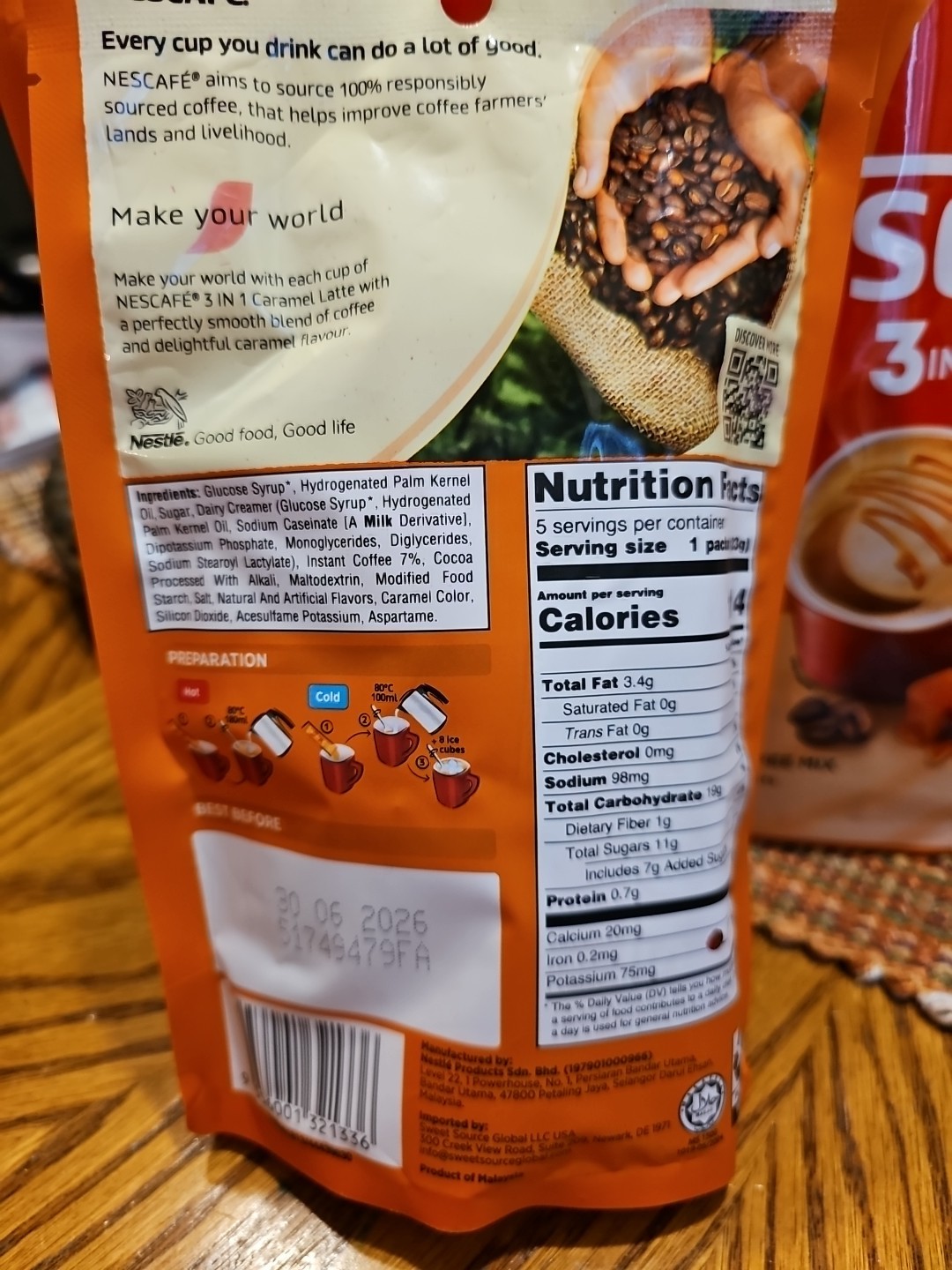 3 NEW Nescafe 3 In 1 CARAMEL LATTE Instant Coffee Mix 4.06 oz, 15 HOT COLD gallery
