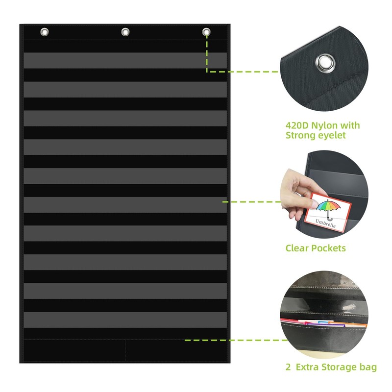 Large 10+2 Pockets Standard Pocket Chart Storage Organizer Fits 45x28 In gallery