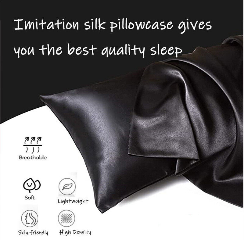 Pillowcase 2 Pack Silk Satin Comfortable Best for Hair Skin Pillow Case New gallery