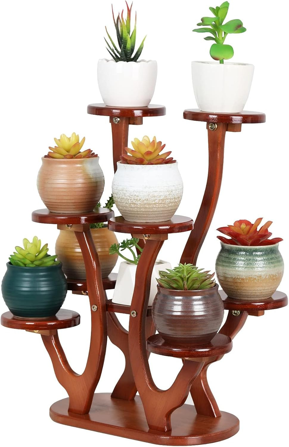 9 Tiers Small Windowsill Plant Shelf Indoor,Bamboo Succulent Plant Stand for Des gallery