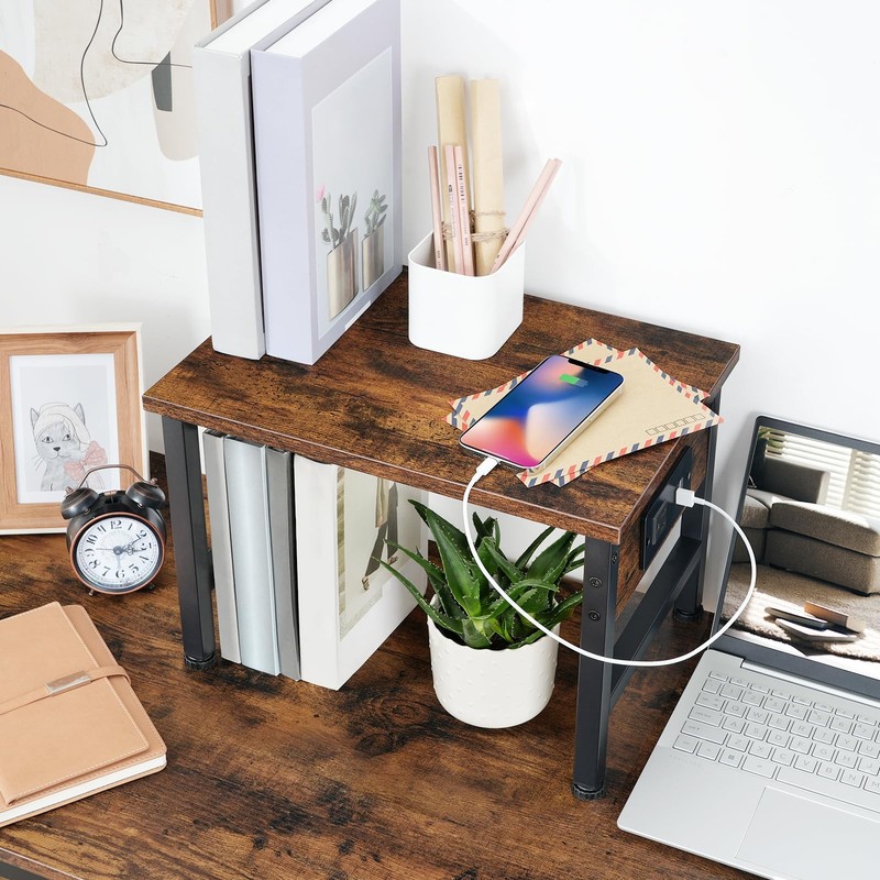 Printer Stand for Desk, Desktop with Outlet and USB Ports, Small Table Storage gallery