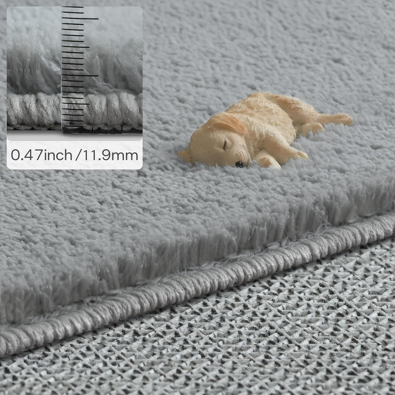 Solid Washable Area Rug - 3X5 Medium Pile Faux Cashmere Carpet for Living Room B gallery