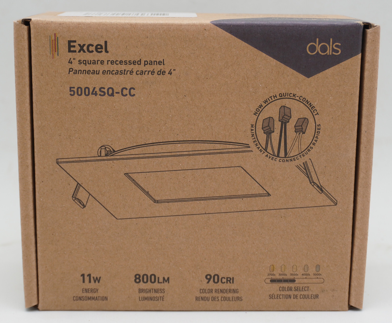 dals Excel 4" Square Recessed Panel 5004SQ-CC 90CRI,11W,800 Lumen 2700-5000K gallery