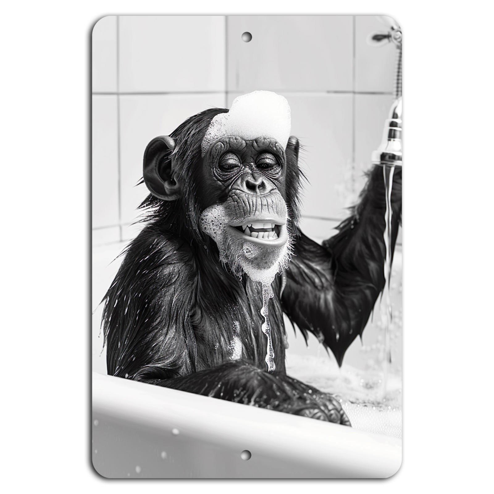 Monkey Metal Sign Aluminum Vertical Playful Bathtime Animal Theme Decor gallery