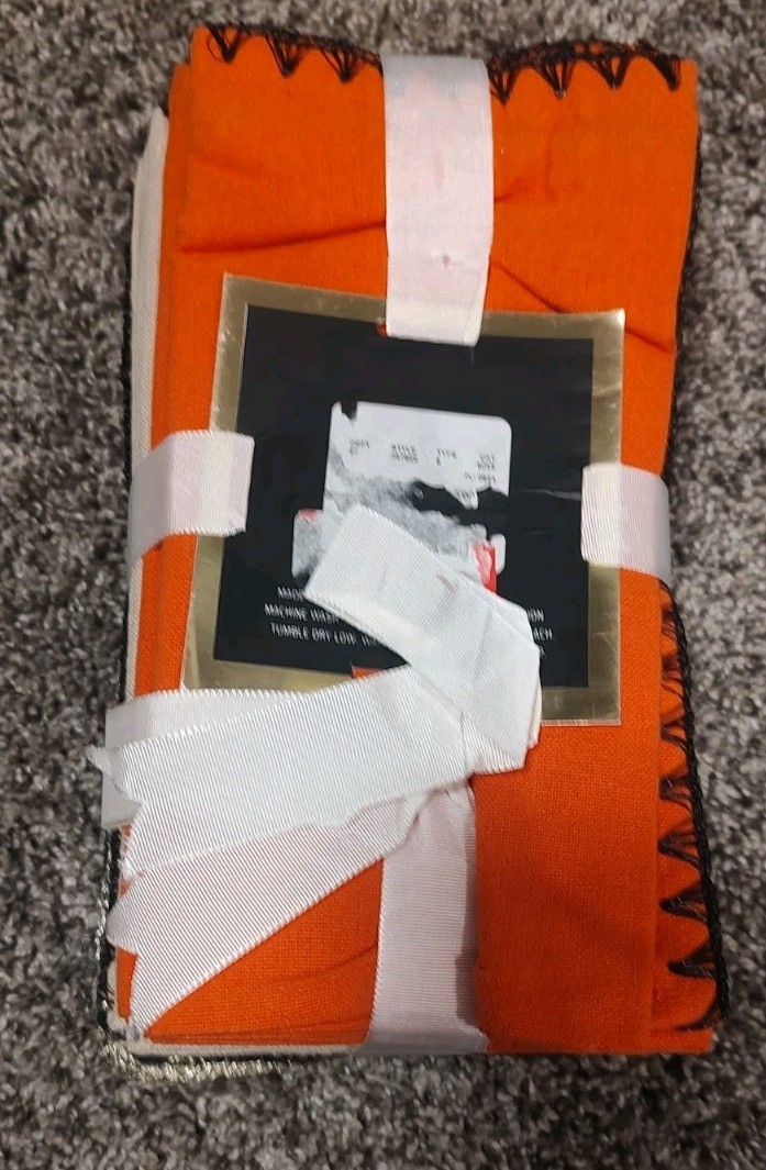 Max Studio HOME Napkins (12) BLACK ORANGE KHAKI 18 X 18 NIP gallery