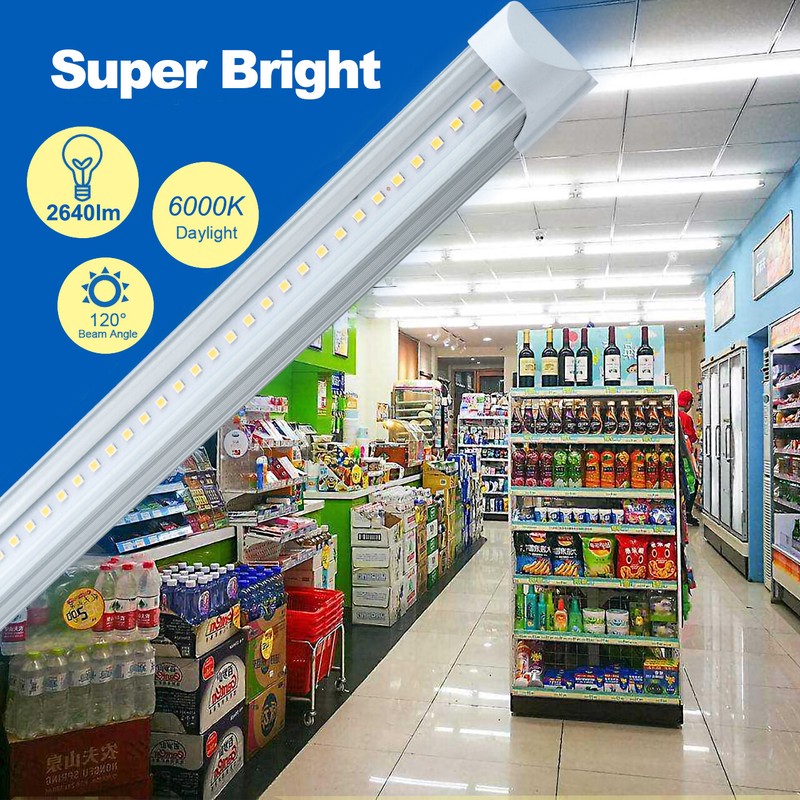 4FT 8 Pack LED Shop Light T8 Linkable Ceiling Fixture 24W Daylight 6000K Clear gallery