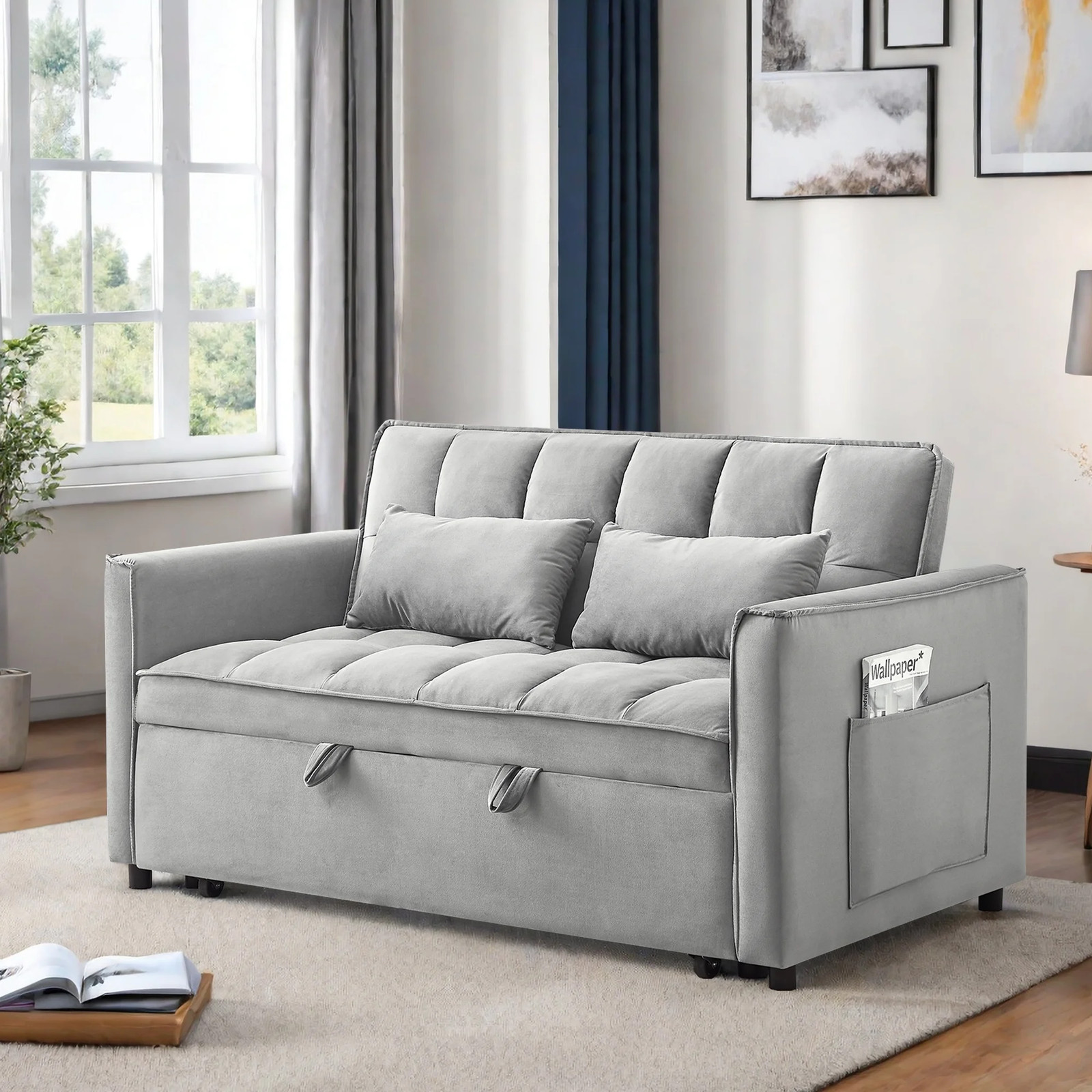 3 in 1 Convertible Sleeper Sofa Pull Out Bed Loveseat Couch Adjustable Backrest gallery