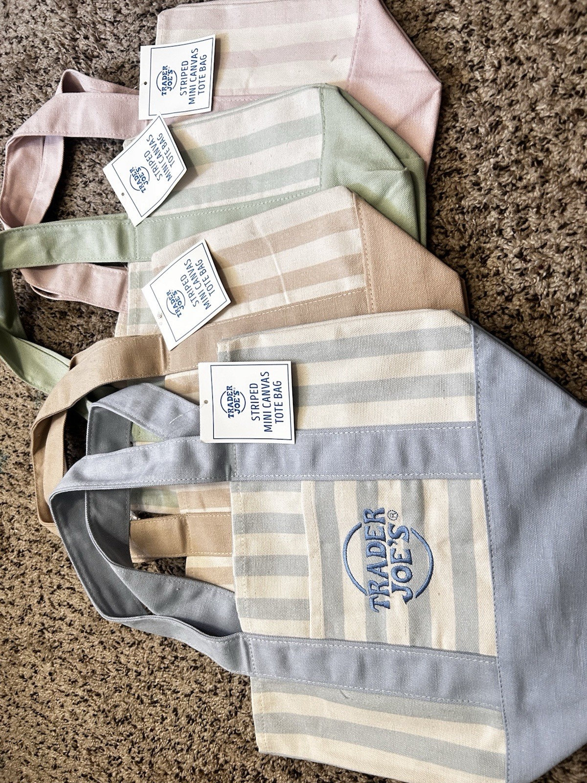 Trader Joe’s Mini Pastel Stripe Canvas Tote Set Of 4 Summer 2026 gallery