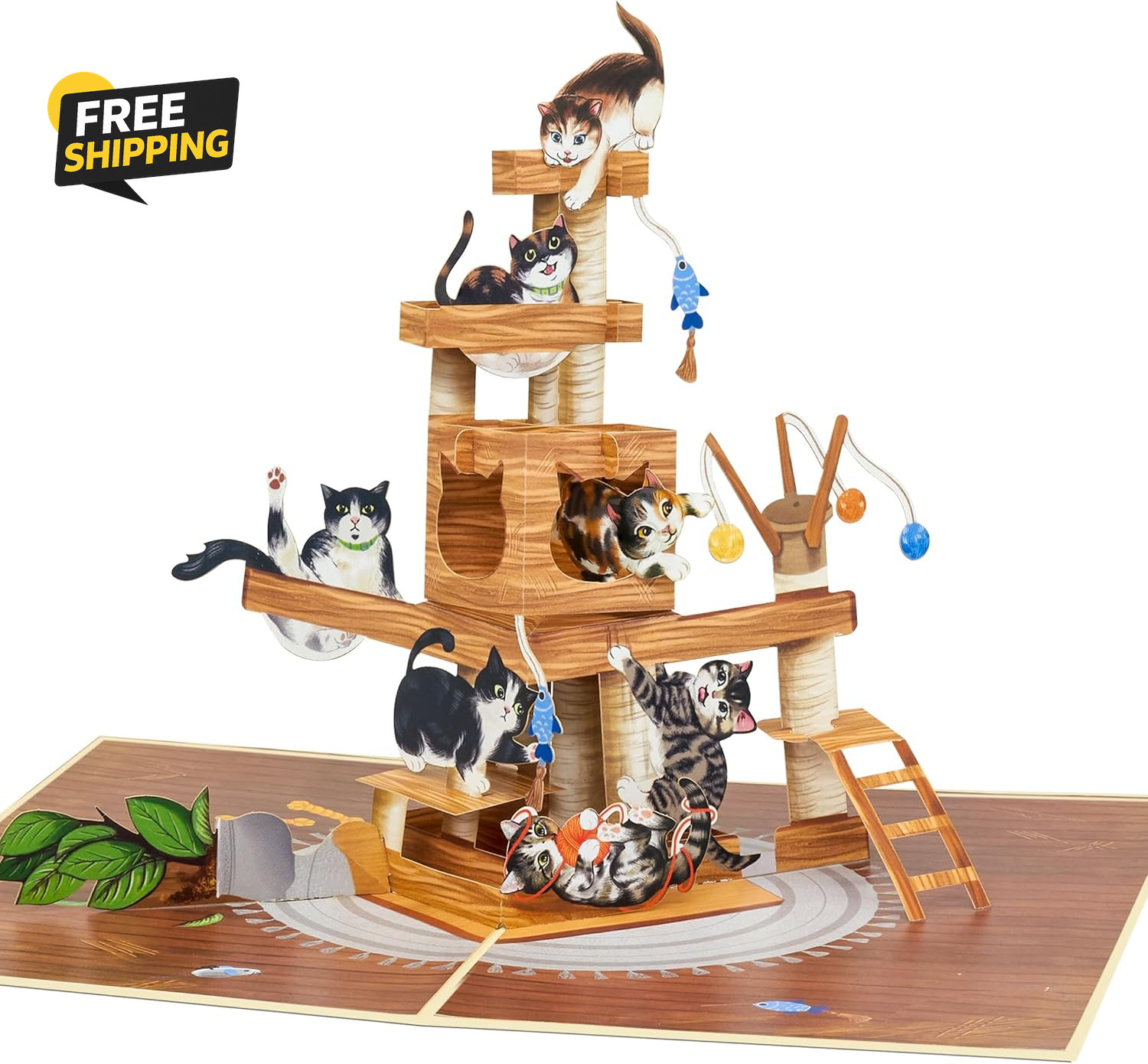Cat Tree Pop up Card, Funny Cats, 3D Greeting Card, Gifts for Birthday gallery