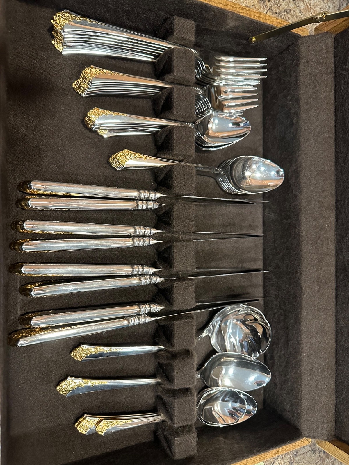 ONEIDA Golden Damask Rose Stainless Flatware Place Setting Made In USA gallery