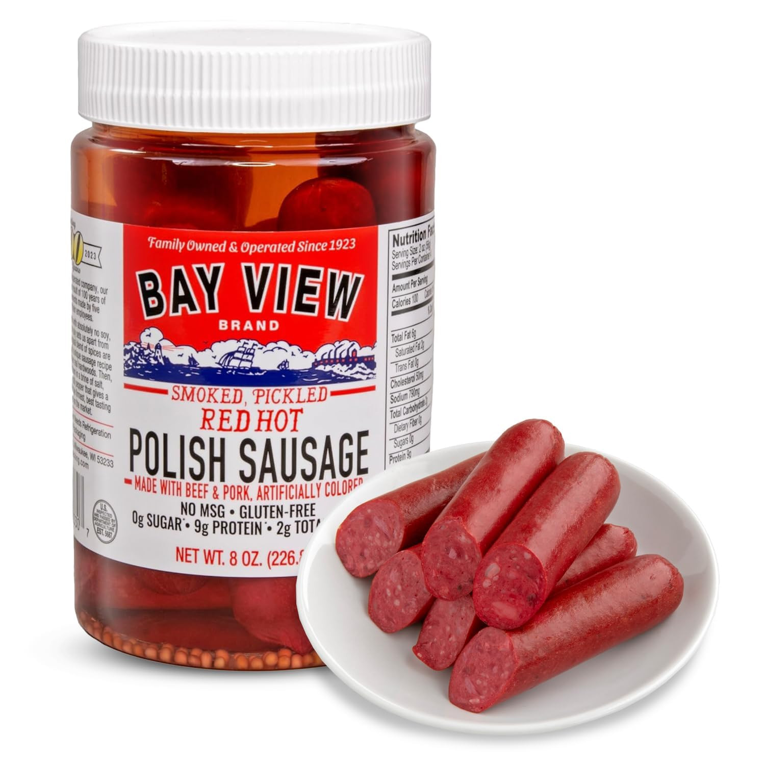 Bay View Smoked Pickled Polish Sausage, No MSG, Gluten Free, No Soy, 0G Sugar, 9 gallery