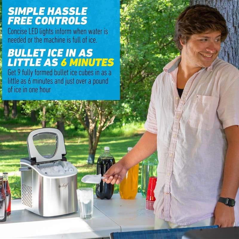 Deco Compact Countertop Ice Maker, 26LBs in 24HRs, 9 Bullet Ice Cubes Ready i... gallery