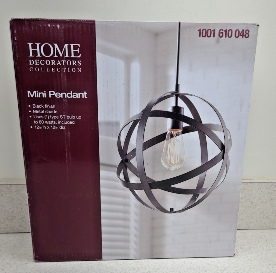 Home Decorators Collection Mini Pendant Light Black finish metal shade A-2 gallery