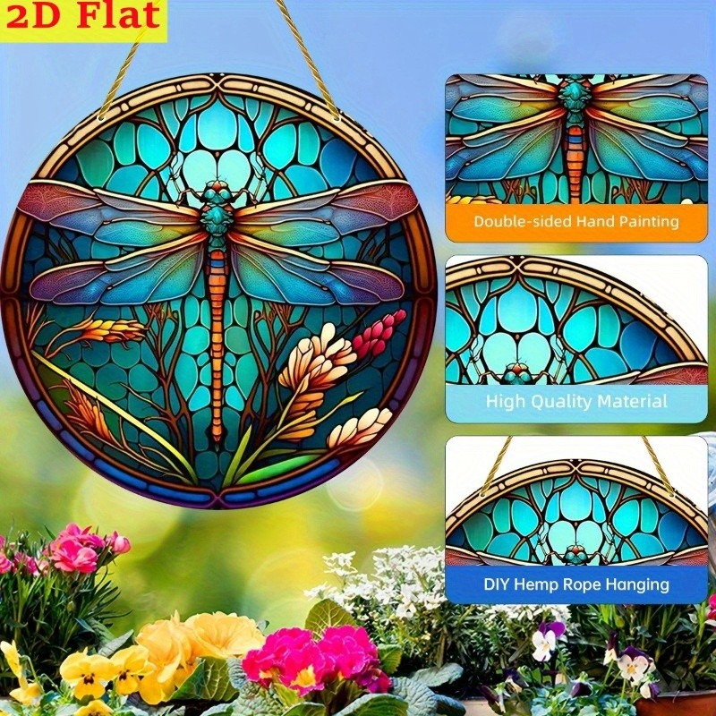 Acrylic Dragonfly Suncatcher 2D Flat Window Hanging Art Decor for Home Garden gallery