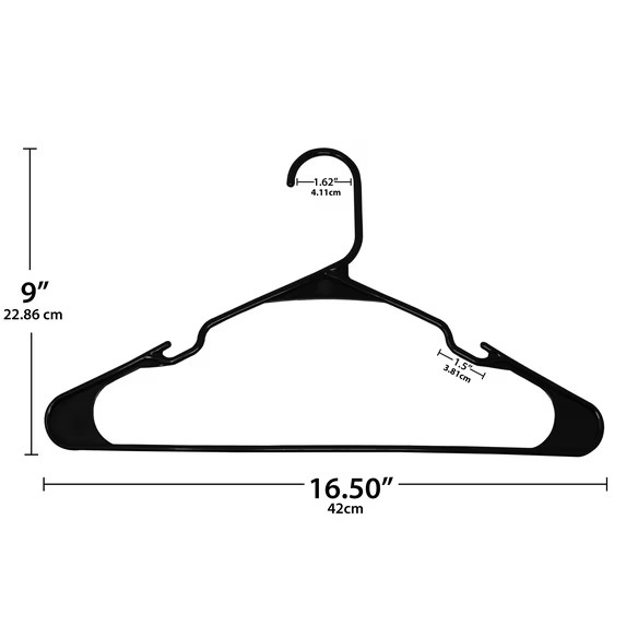 Plastic Clothes Hangers - 50 Pack, Lightweight & Durable - Everyday Use - Black gallery