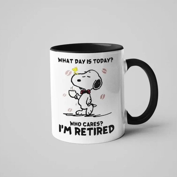 Snoopy Woodstock Retirement Ceramic Mug 11oz Who Cares I'm Retired Funny Gift Wh gallery