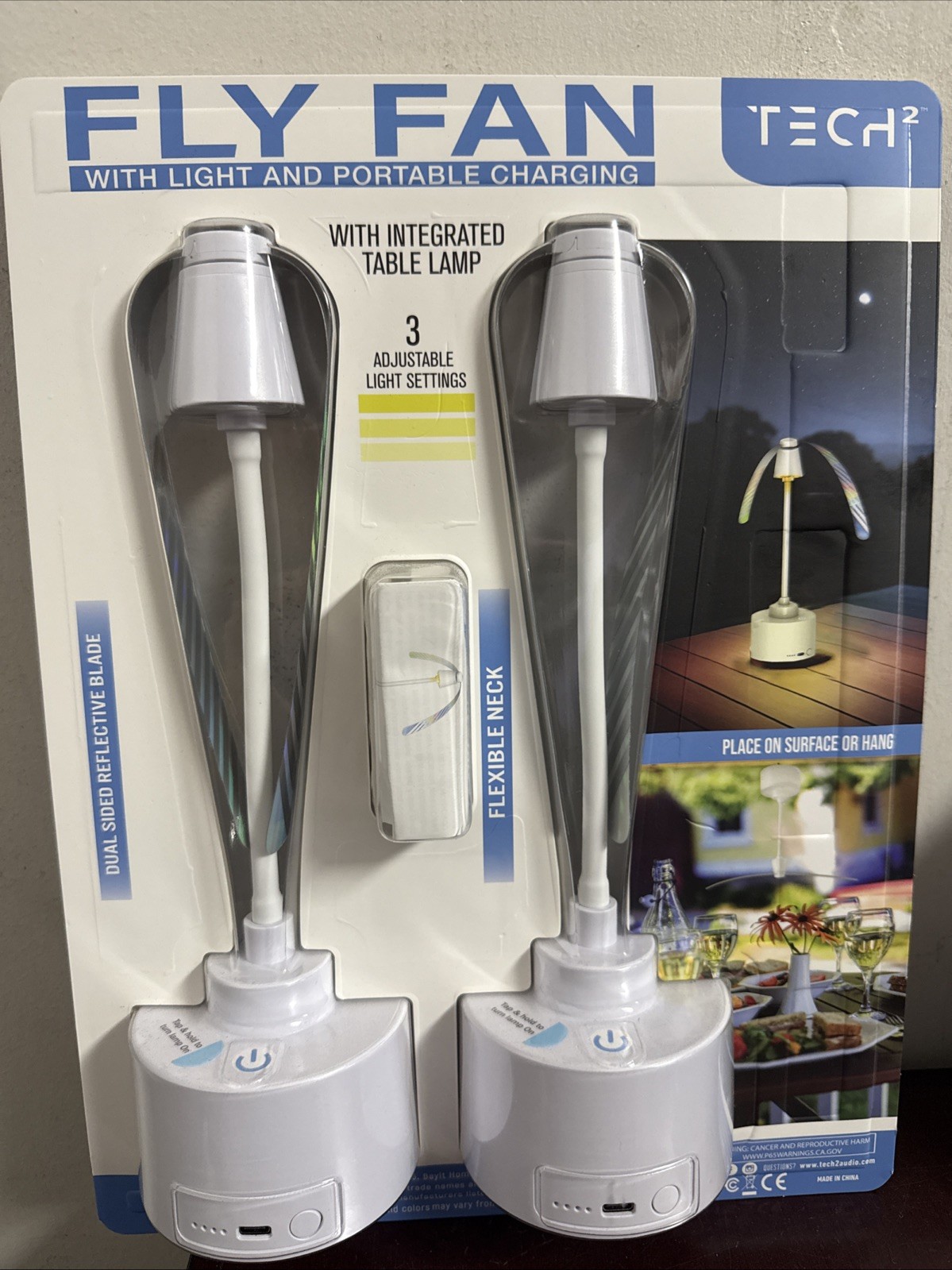 Tech Squared Portable Fly Fan with Lights and Portable Charging-2 Count gallery