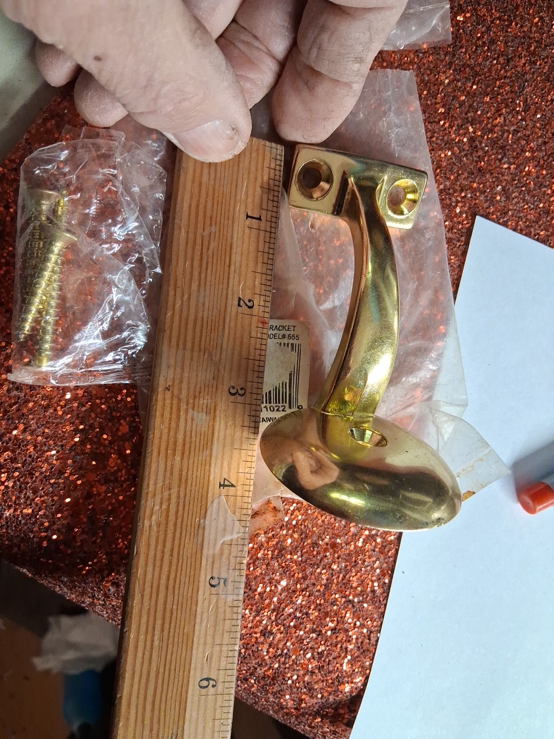 Hardware Essentials Ornamental Handrail Bracket Brass gallery