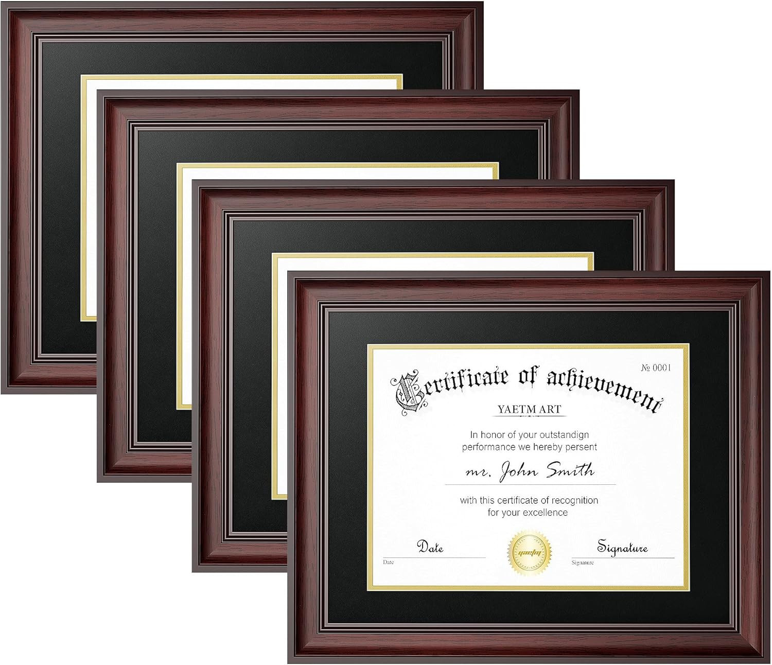 Mahogany Diploma Frame 11x14 with Tempered Glass - 4 Pack gallery