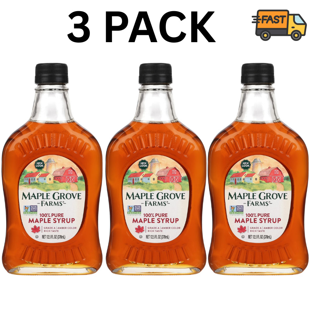 3 Pack Pure Maple Syrup 12.5 oz Maple Grove Farms Breakfast Syrup gallery