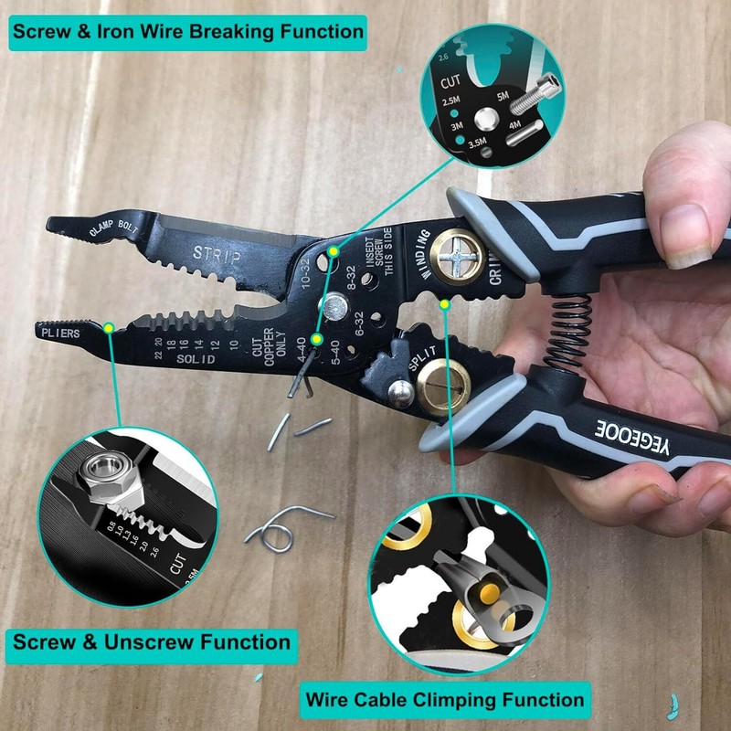 9-in-1 Wire Stripper Tool, 8 inchWire Plier, Cuts 10-22 AWG Electrician Pliers gallery