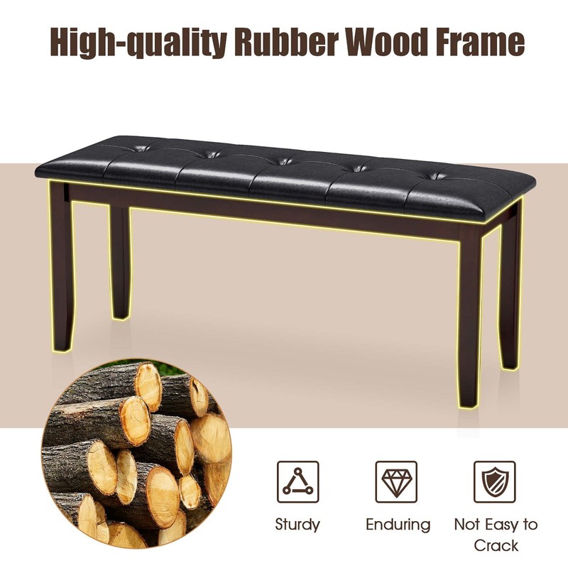 Upholstered PU Dining Room Bench Solid Wood Button Tufted Dining Room Bench gallery