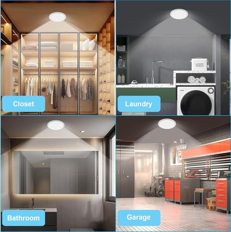 2× Rechargeable Ceiling Lights w/ Remote Wireless Battery Operated Motion Sensor gallery