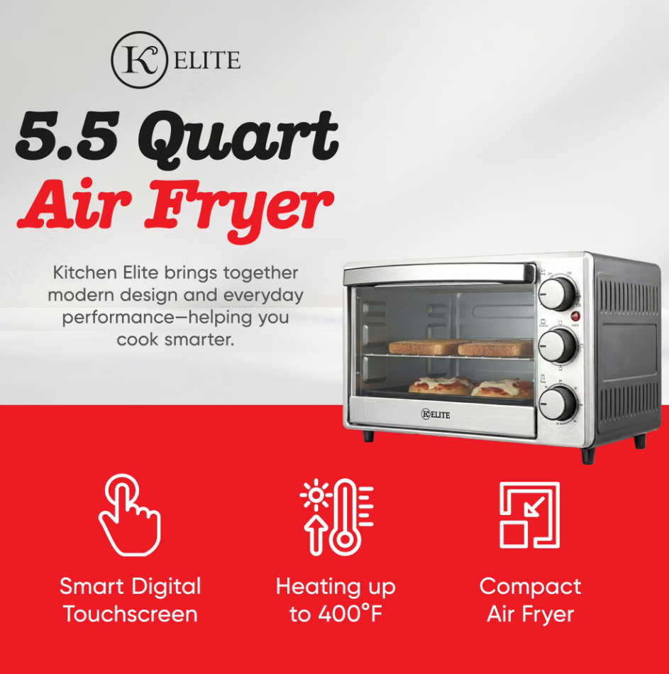 Kitchen Elite 6-Slice Compact Countertop Toaster Oven with Stainless Steel Tray gallery