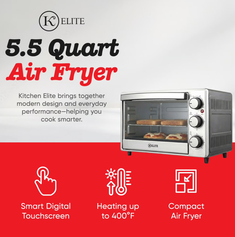 Kitchen Elite 6-Slice Compact Countertop Toaster Oven with Stainless Steel Tray gallery