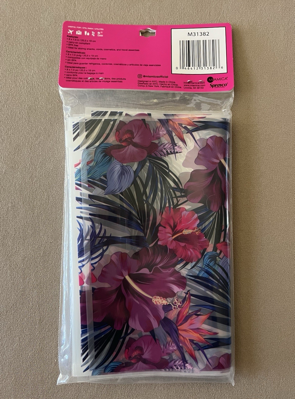 12 Floral Pattern Resealable & Reusable Bags~Each Bag 8” X 7 1/2”~New In Package gallery