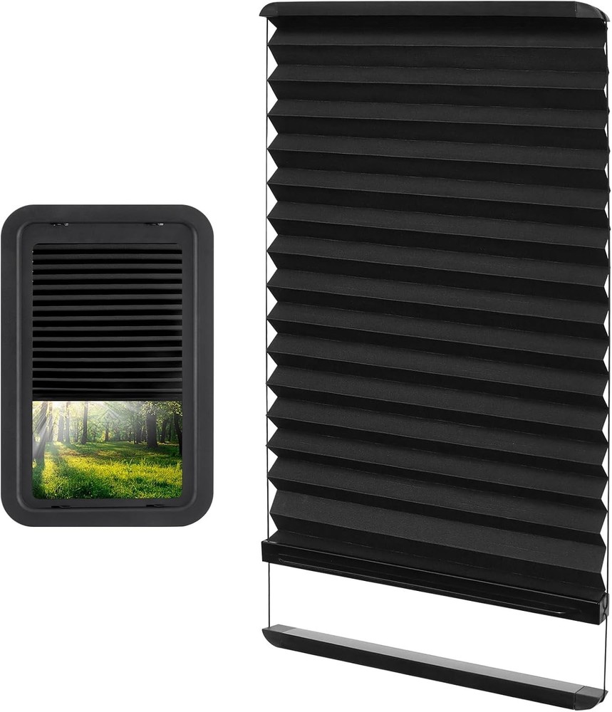 Thin Shade Ready RV Entry Door Window Lippert Prepped 12''x21'' Pleated Blinds