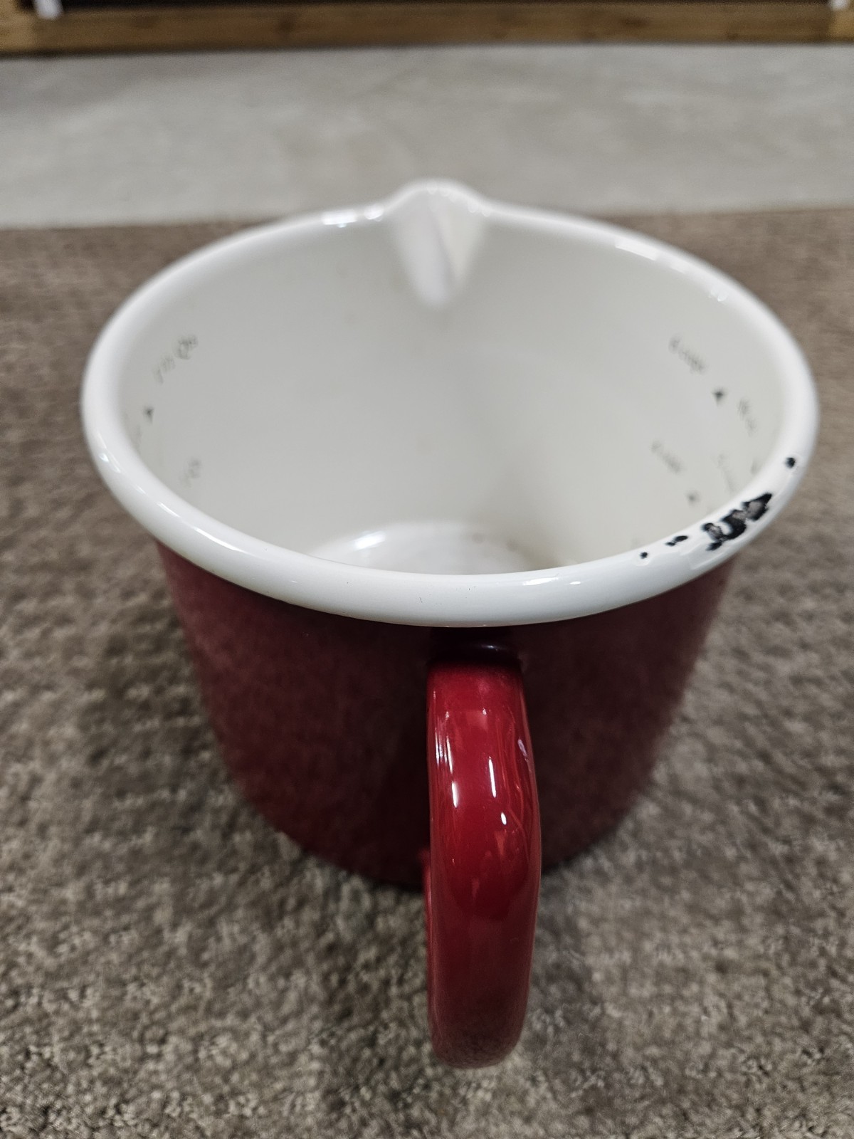 Enamelware 48oz / 6 Cup Red Mixing Bowl / Pitcher gallery