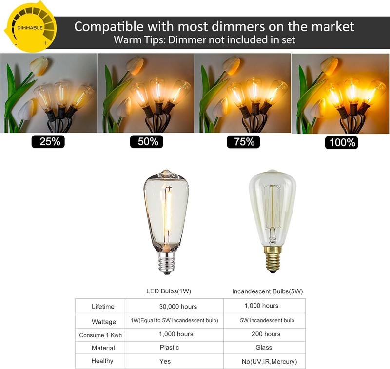String Lights - 100 Feet LED Outdoor String Lights - Shatterproof, Waterproof gallery
