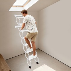 Retractable Pull-Down Attic Ladder -68.9″ Wall Mounted Folding Loft Ladder Stair