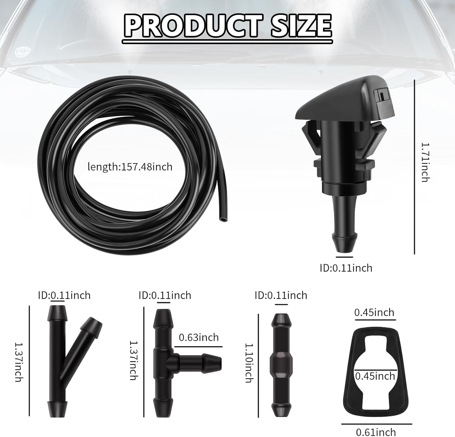 22 Pc Windshield Washer Hose Kit 13 Ft, Fan Nozzles, Dodge, Chrysler, Ram, Jeep gallery