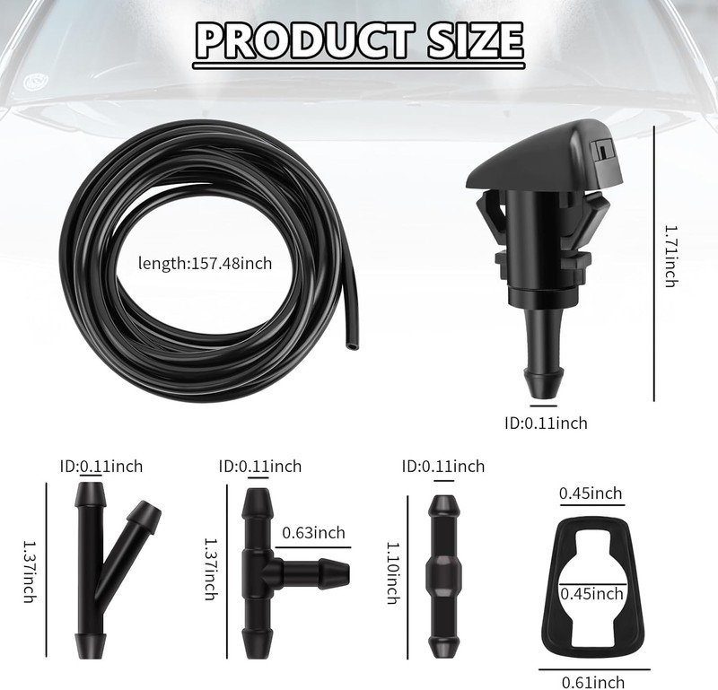 22 Pc Windshield Washer Hose Kit 13 Ft, Fan Nozzles, Dodge, Chrysler, Ram, Jeep gallery