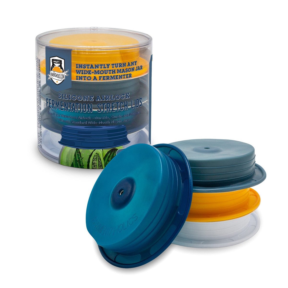 Fermentaholics Patented Silicone Fermentation Stretch Lids, 4 Pack gallery