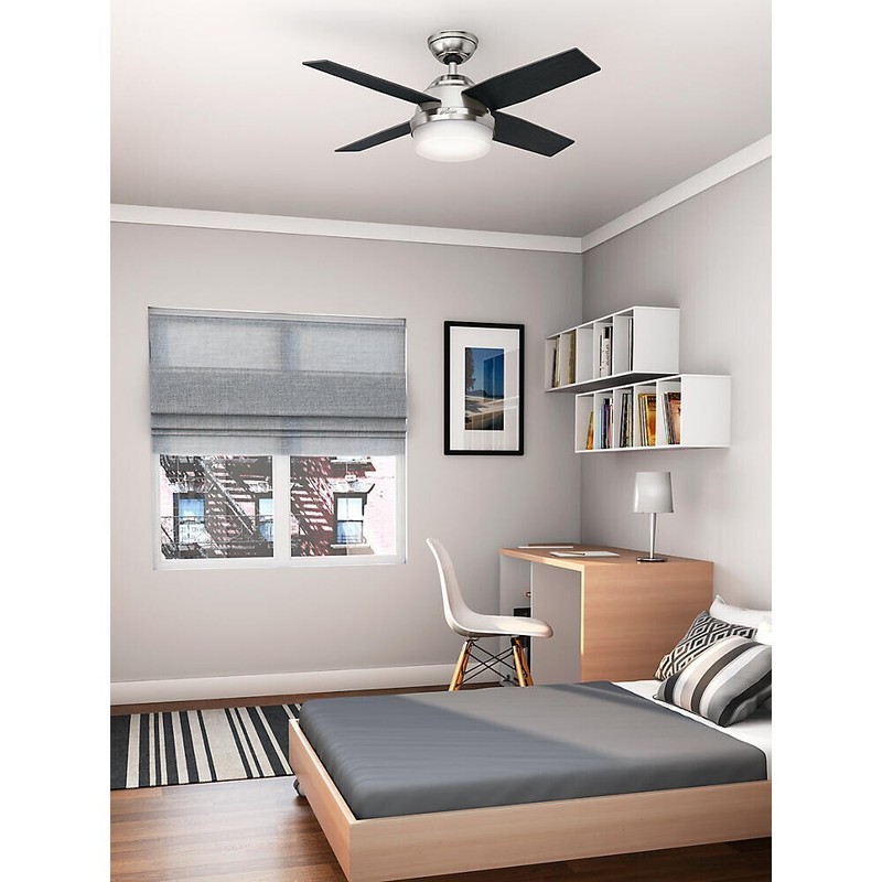 44" Brushed Nickel Indoor Remote LED Ceiling Fan Painted Cased Glass Bowl Shade gallery