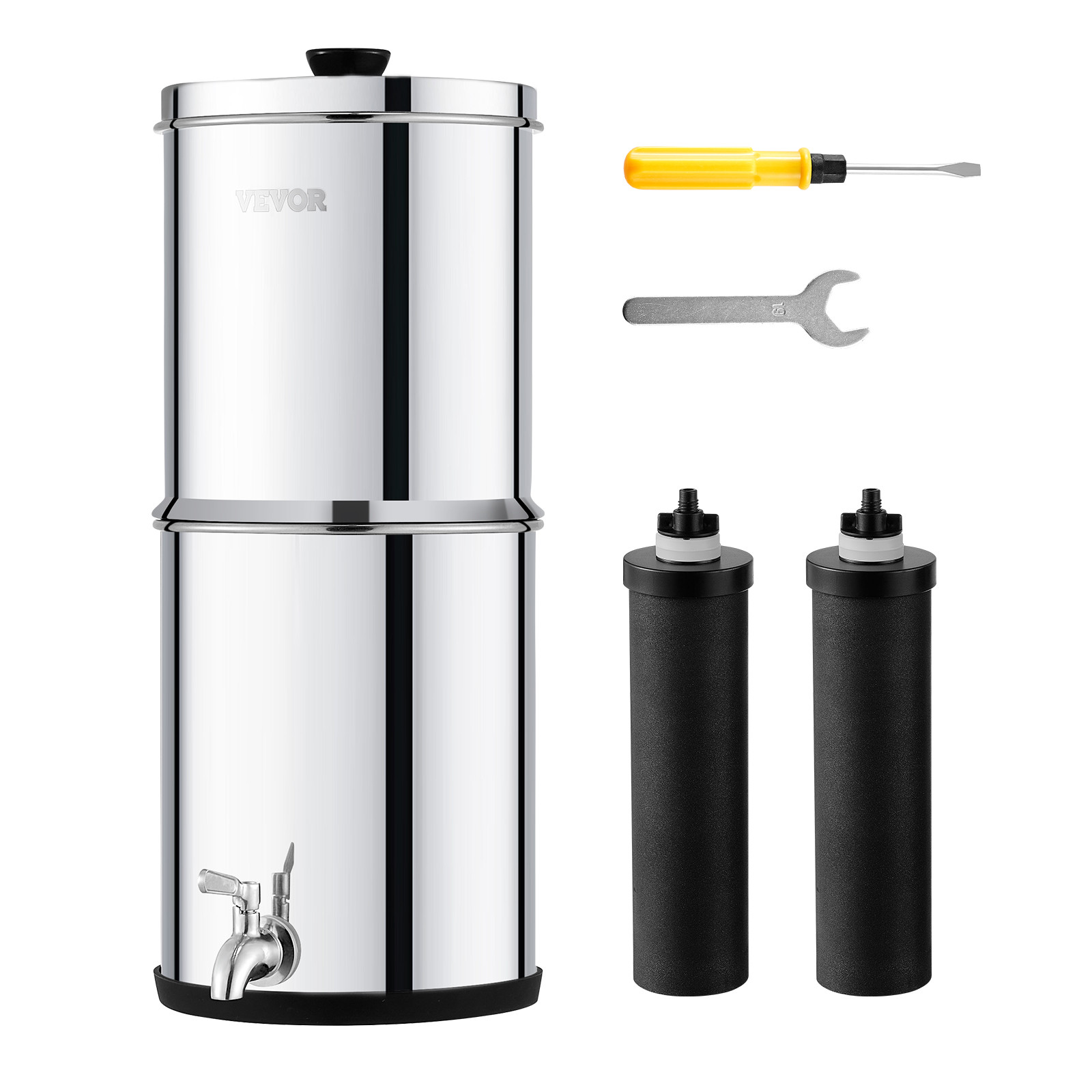 VEVOR 2.25G Gravity-fed Water Filter Countertop System Stainless Steel 2 Filters gallery