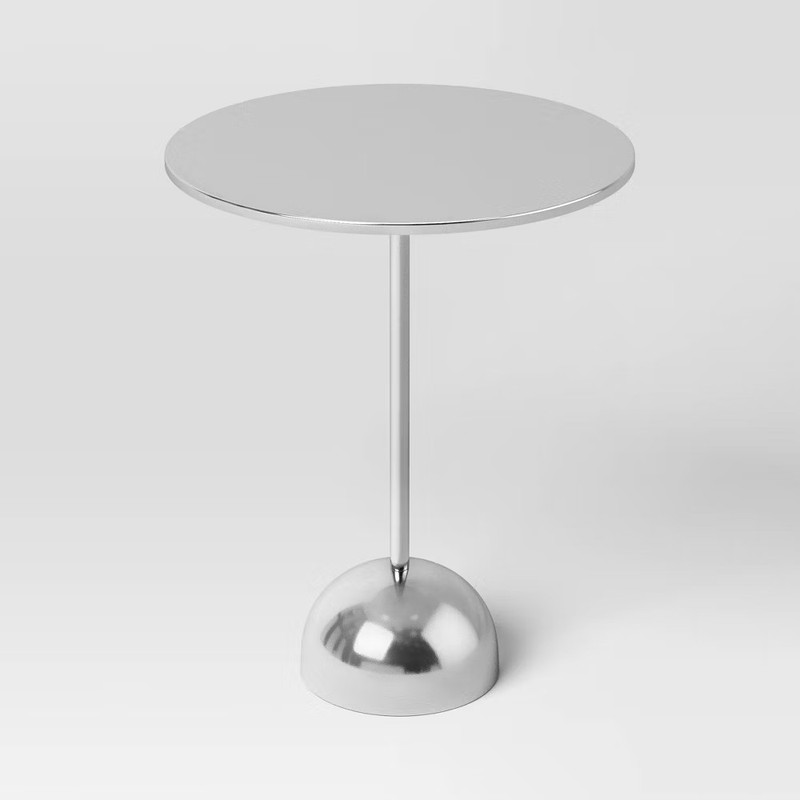 Optimistic Pedestal Metal Accent Table Chrome - Room Essentials gallery
