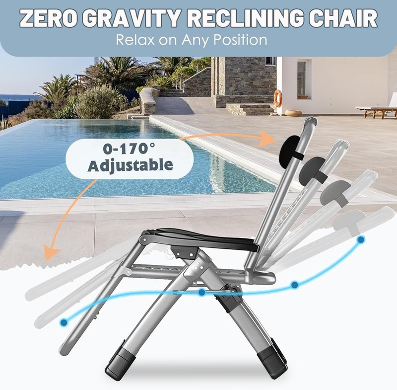 Zero Gravity Chair, Reclining Lounge Chair with Removable Cushion & Tray for ... gallery