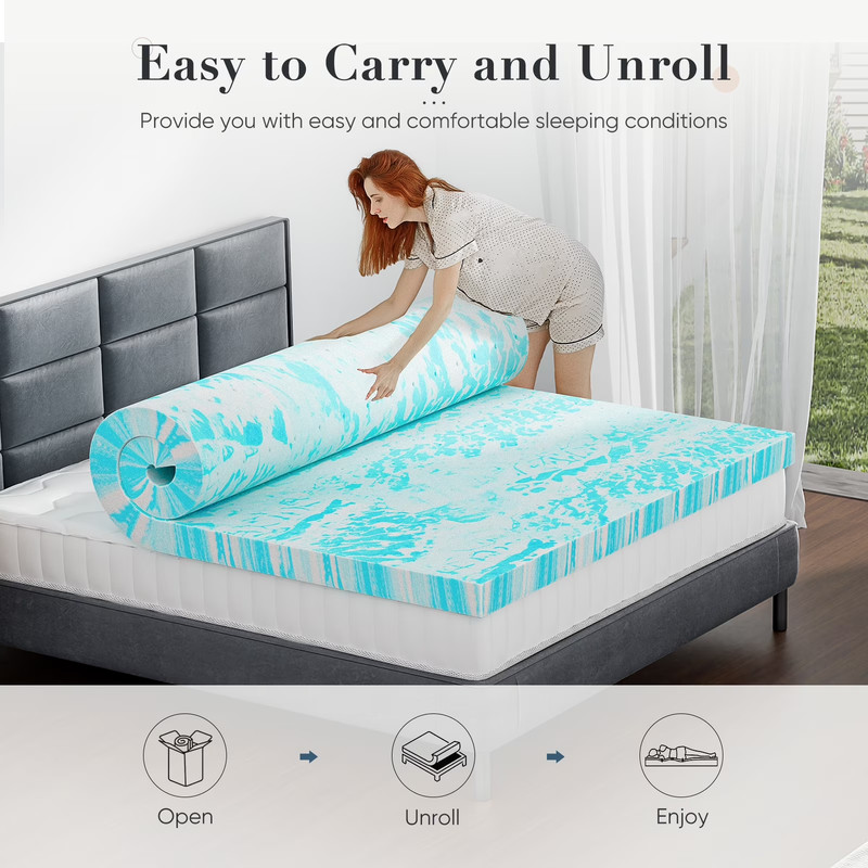 CONCETTA 3" Full Size Cooling Gel Memory Foam Mattress Topper FREE SHIP gallery