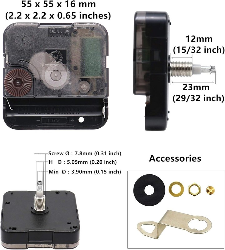 Modern Quartz Clock Movement with Battery Power and DIY Assembly Instructions gallery