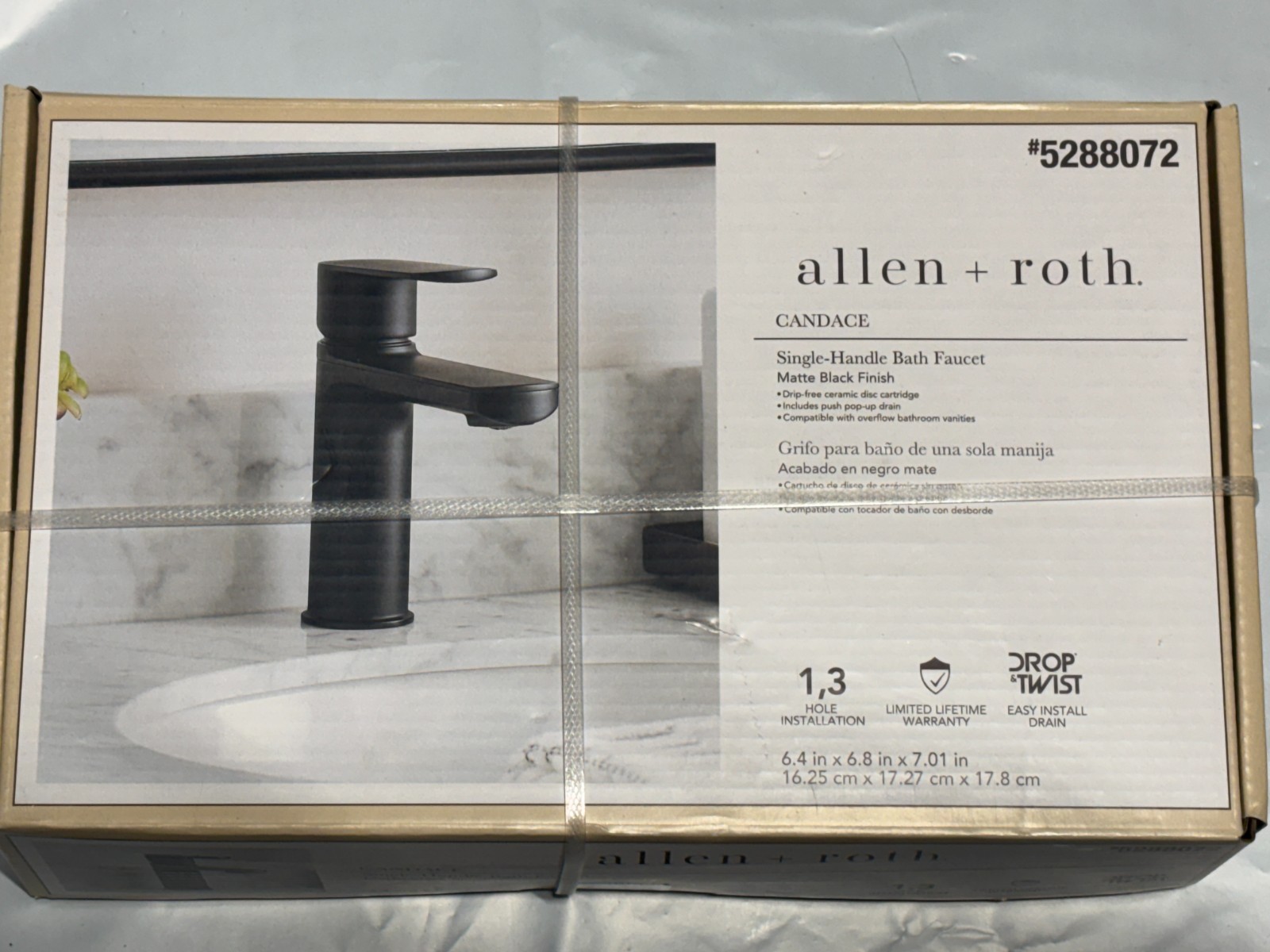 Allen & Roth Candace 1-Handle Single Hole Bath Faucet Matte Black Finish gallery