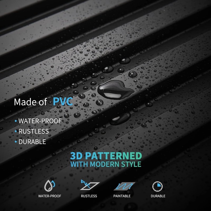 Versatile Black PVC 3D Slat Wall Panel Pack - 12 Tiles, 32 Sq.Ft. Coverage gallery