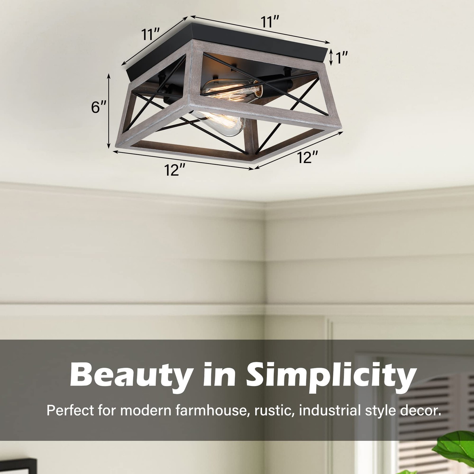 Pia Ricco Flush Mount Ceiling Light Fixture, Industrial Outdoor Ceiling Light... gallery