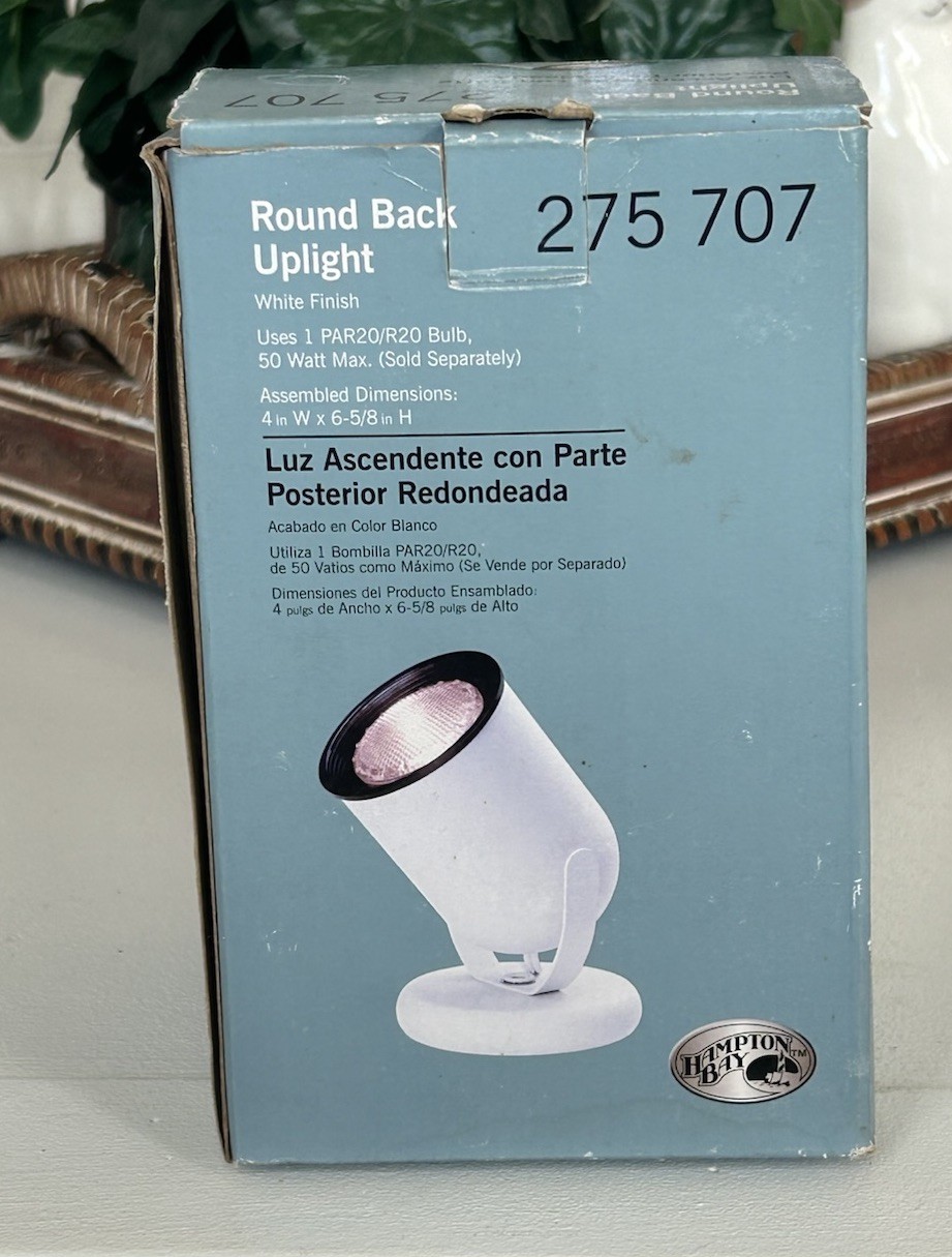 Hampton Bay Round Back Uplight White Finish Accent Spotlight Lamp 275 707 NEW gallery