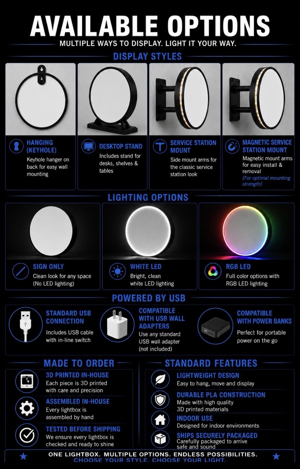 Monster Energy Round LED Light Box | USB Powered Garage Sign | RGB Option gallery