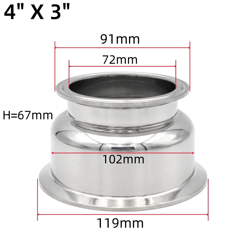 Tri Clamp Bowl Reducer Hemispherical SS304 Stainless Steel Sanitary 50.5-119mm