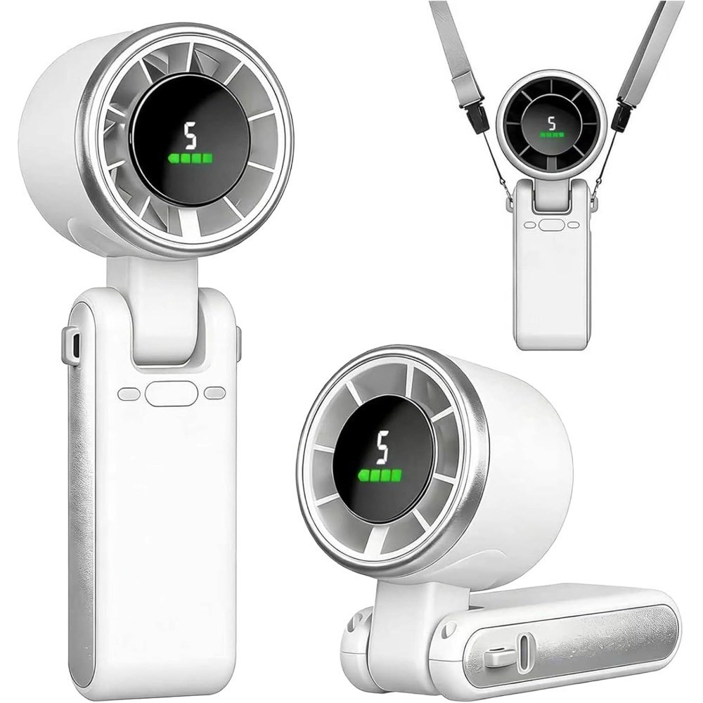 Mini Portable Handheld Turbo Fan Desktop USB Rechargeable Cooling Fan W/ Lanyard gallery